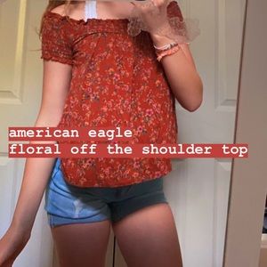 american eagle- floral off the shoulder top